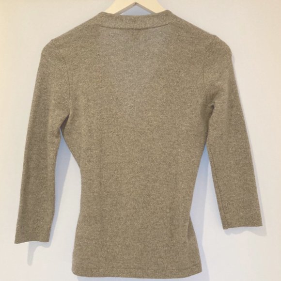 Ann Taylor Cashmere Faux Wrap Heather Grey Metallic Sweater Women's XS - Picture 5 of 6